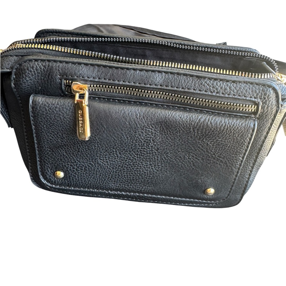 Black Leather Womens purse with strap